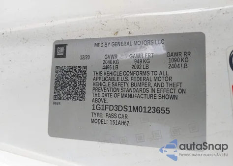 2021 Chevrolet Camaro Rwd 2Lt from USA, damaged, VIN 1G1FD3DS1M0123655